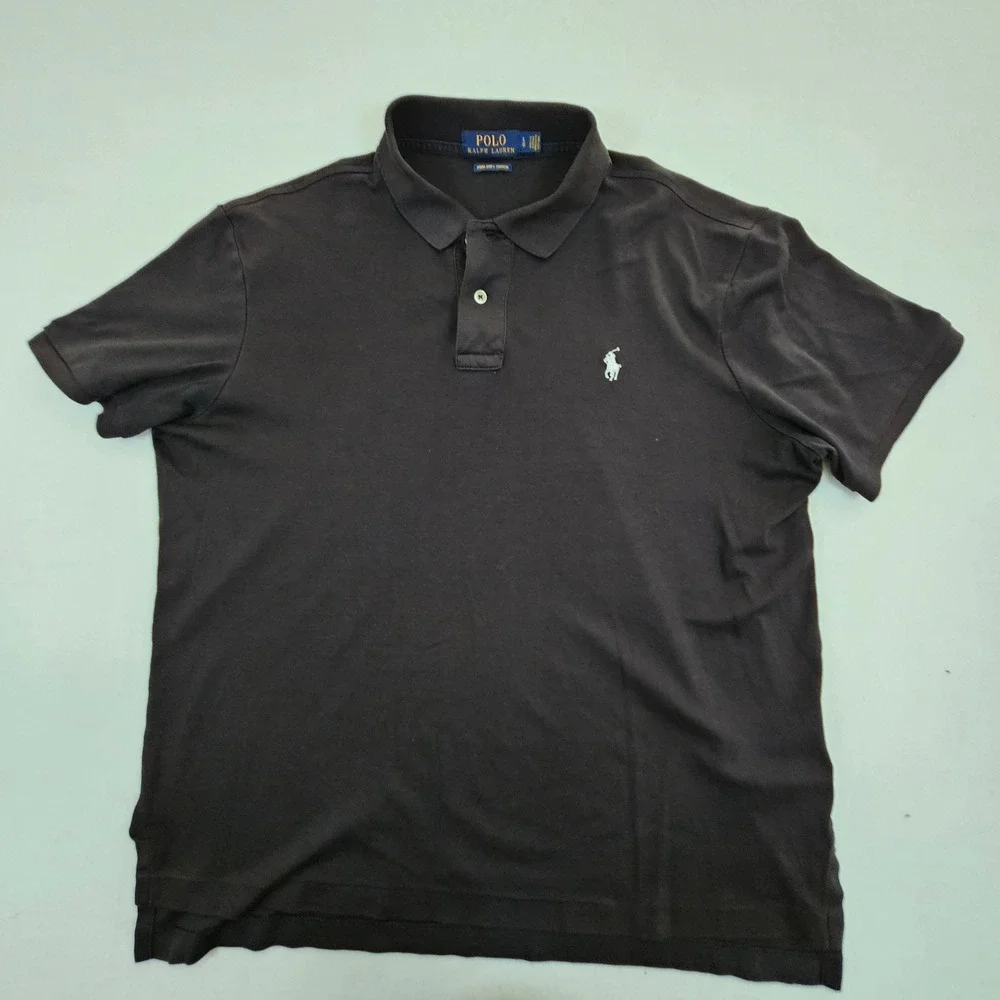 Polo Ralph Lauren‎ Mens Pima Soft Touch Cotton Polo Shirt Black Large Short Slv